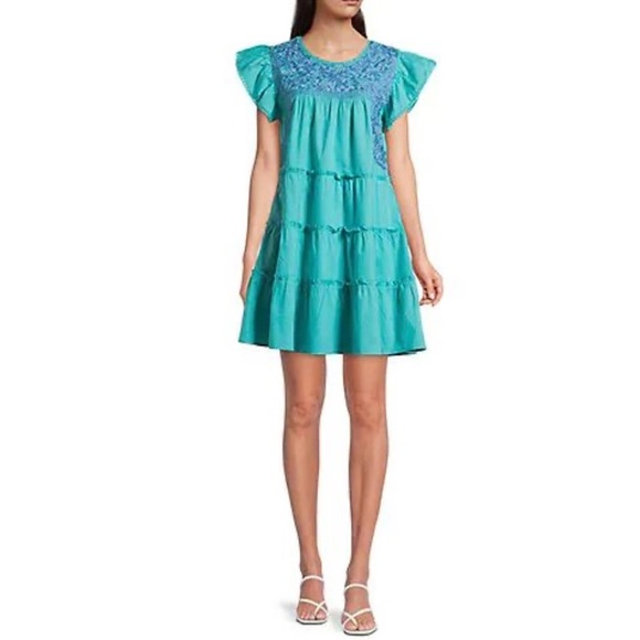 J. Marie embroidered a-line mini dress, size Large - Picture 1 of 8
